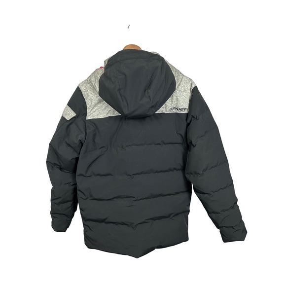 Spyder Kids Size 18 Puffer Jacket Black Gray Full Zip‎ Hooded Winter Coat - Picture 6 of 13